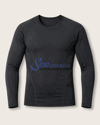 Black long-sleeve compression shirt with close-fitting panels