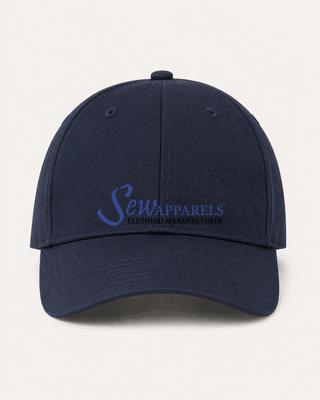 Navy snapback cap with a structured crown and visor