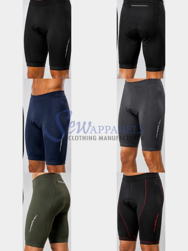Cycling shorts shown in several colors and fits